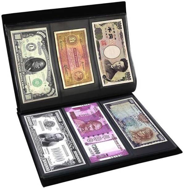 Ang Leather Currency Album for notes (90 pockets)- Fits Big Currency Notes - Black Album