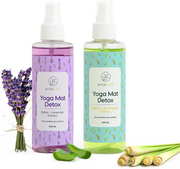 Wiselife Yoga Mat Cleaner Detox Spray ! Fresh Lavender + Lemongrass Fragrance- Pack of 2
