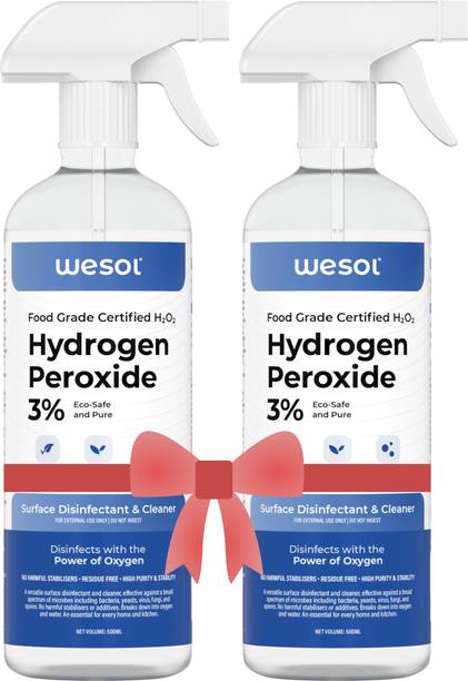 Wesol Hydrogen Peroxide 3% Food-Grade | Multipurpose Disinfectant & Cleaner| Pack of 2