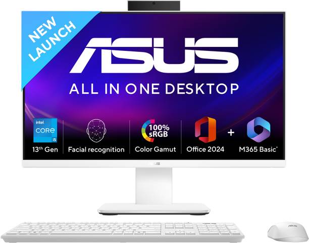 ASUS V400 AiO Series, All in One Desktop, 13th Gen Intel Core i5 (16 GB DDR5/1000 GB SSD/Windows 11 Home/27 Inch Screen/V470VA-KWPE005WS) with MS Office