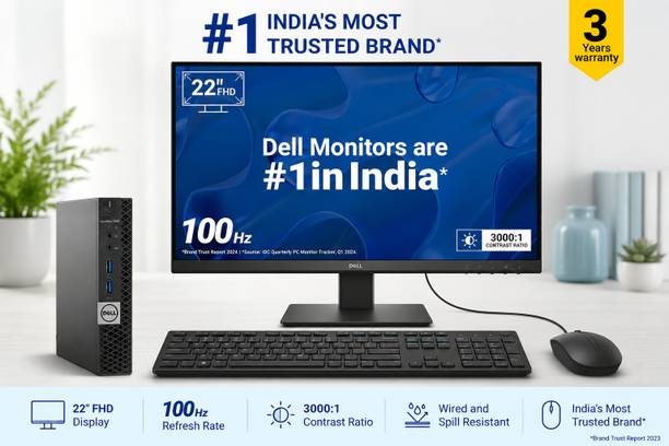 DELL 6th genrations Core i5 (6th Gen) (8 GB DDR4/256 GB SSD/Windows 11 Home/22 Inch Screen/(54.6cm) Full HD IPS Monitor,100Hz Refresh Rate, 5ms Response, HDMI & VGA Ports,) with MS Office