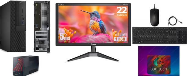 DELL Renewed Desktop with 21.5"Foxin/LED Monitor 256 GB SSD(UPS)-KBD/Mouse Core i5 (7th Gen) (8 GB DDR4/256 GB SSD/Windows 11 Home/0/22 Inch Screen/refurbpc) with MS Office