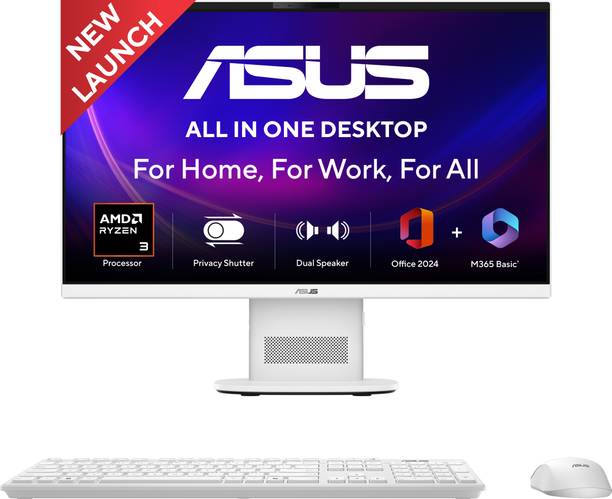 ASUS V200 AiO (VM240FA) Ryzen 3 (8 GB LPDDR5X/256 GB SSD/Windows 11 Home/23.8 Inch Screen/VM240FA-KWAR3001WS) with MS Office