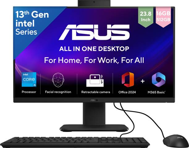 ASUS V400 AiO Series V440VA-KBPC043WS, All in One Desktop, 13th Gen Core i5 (16 GB DDR5/512 GB SSD/Windows 11 Home/23.8 Inch Screen/V440VA-KBPC043WS) with MS Office