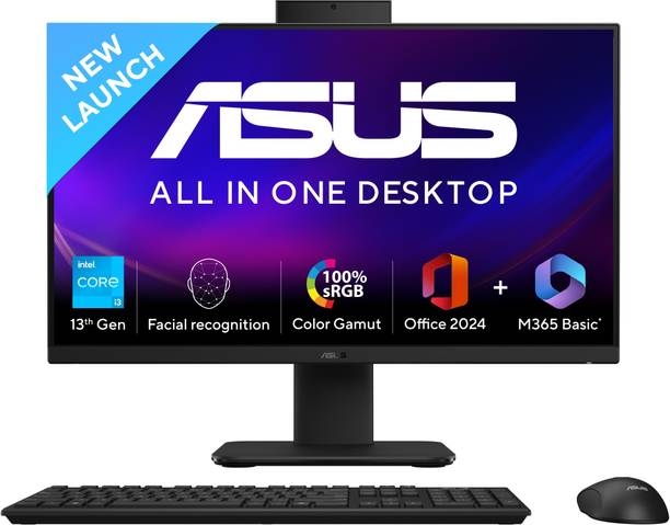 ASUS AiO V400 Series, All in One Desktop, 6 cores, 13th Gen Intel Core i3 (8 GB DDR5/512 GB SSD/Windows 11 Home/23.8 Inch Screen/V440VAB-KBPC004WS) with MS Office