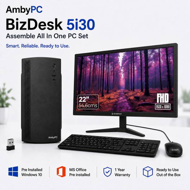 AMBYPC BizDesk 5i30 Assemble All In One PC set Core i5 (8 GB DDR3/256 GB SSD/Windows 10 Pro/19 Inch Screen/BizDesk/Wired Keyboard & Mouse/Wifi/ 1+1 Year Warranty)
