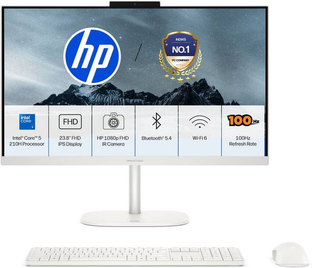 HP OmniStudio Core 5 (8 GB DDR5/512 GB SSD/Windows 11 Home/23.8 Inch Screen/24-cu0567in) with MS Office