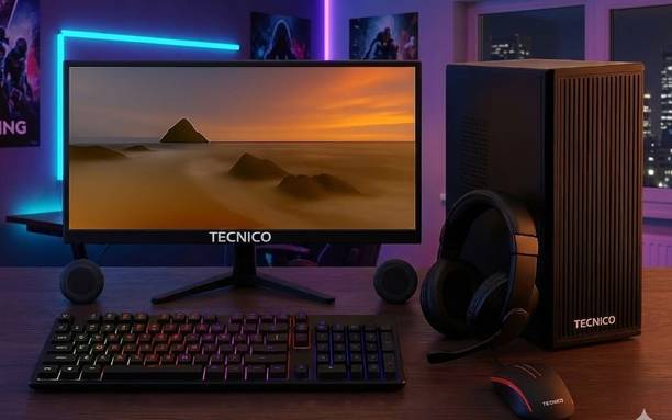 TECNICO Core i5-3470 Core i5 (8 GB DDR3/250 GB/256 GB SSD/Windows 11 Home/20 Inch Screen/Victory Desktop CPU Set, Keyboard Mouse Set, WiFi 6, Bluetooth, Monitor 20") with MS Office