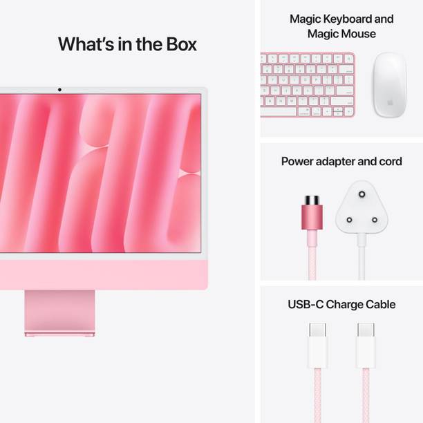 Apple iMac M4 (16 GB Unified/256 GB SSD/macOS Sequoia/24 Inch Screen/MWUG3HN/A)  (Pink, 461 mm x 547 mm x 147 mm, 4.42 kg)