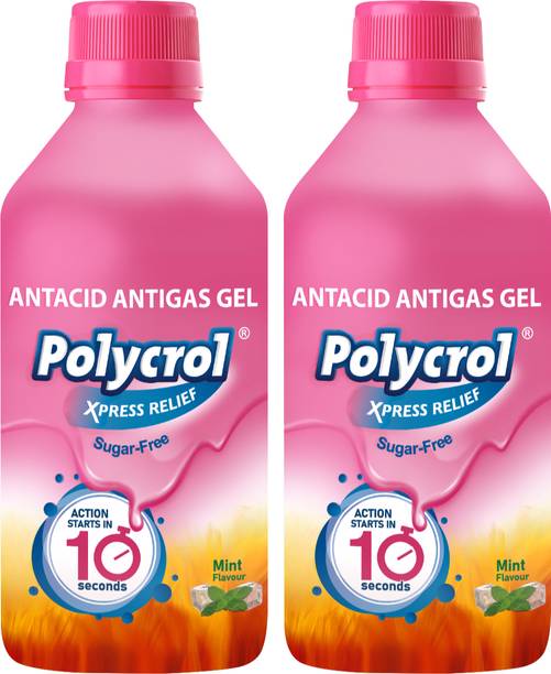 Polycrol Xpress Relief Antacid Gel for Acidity, Sugar-Free, Mint Flavor Liquid