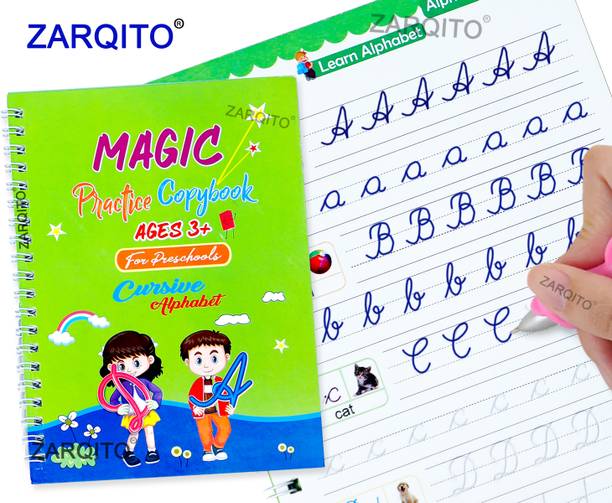 ज़ेक्टोस Cursive writing magic book for 3 year up kids 4book+10refills