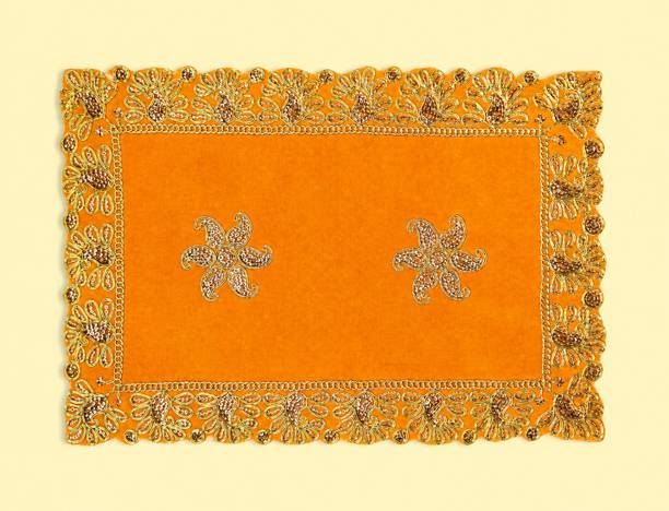 ACHLESHWAR Achleshwar Soft Velvet Pooja Aasan Cloth 9x12 inch yellow (pack of 1) Altar Cloth
