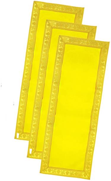 Tapoday ( 10 x 30 Inch )Yellow Velvet Pooja Aasan Cloth / Chowki Assan Kapda Altar Cloth