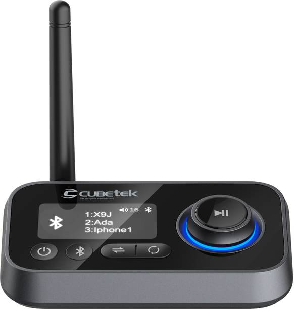 Cubetek LCD Display V5.0 Bluetooth Transmitter Receiver,Bypass,Aux, Optical 0.5 W AV Control Receiver
