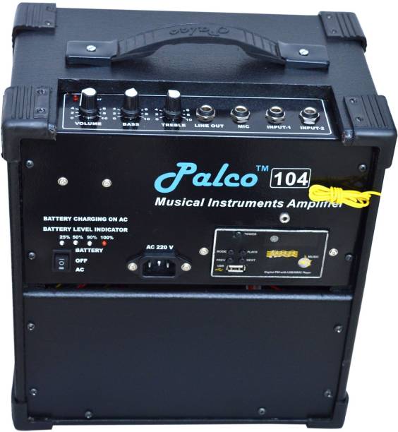 palco sound system M104 Inbuilt Rechargeable battery Guitar Amplifier with USB,FM,AUX 25 W AV Power Amplifier