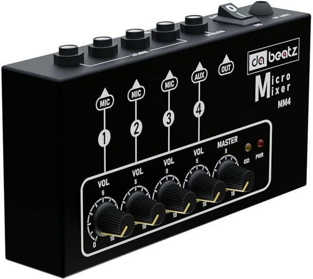 Da.Beatz. MM4 Professional 4-Channel Analog Sound Mixer | DJ Mixer for Parties & Clubs 15 W AV Control Receiver