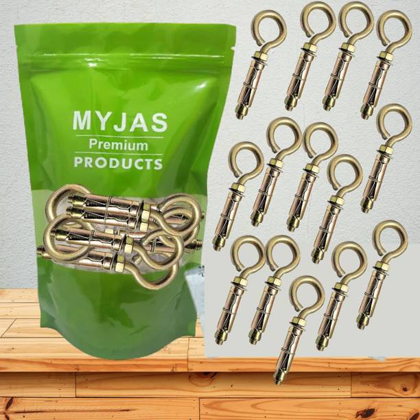 myjas Wall Anchor Fasteners Golden Bullet Eye Bolt Screw Hook (8MM, Pack of 14) Acorn Nut Sleeve Anchor