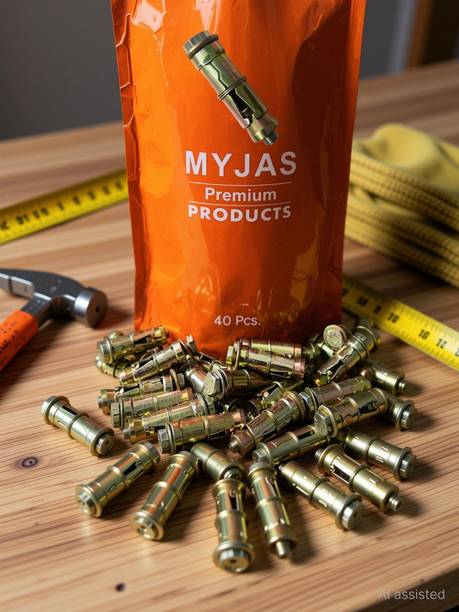 myjas Anchor Fasteners,Size 6 mm, Pack of 40 PCS (Gold)(Iron, [Round ]) Flat Head Sleeve Anchor