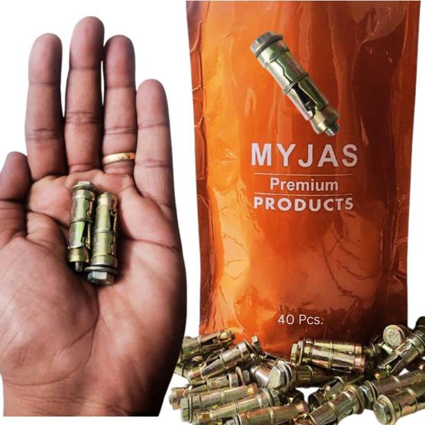 myjas Anchor Fasteners,Size 6 mm, Pack of 40 PCS (Gold)(Iron, [Round ]) Flat Head Sleeve Anchor