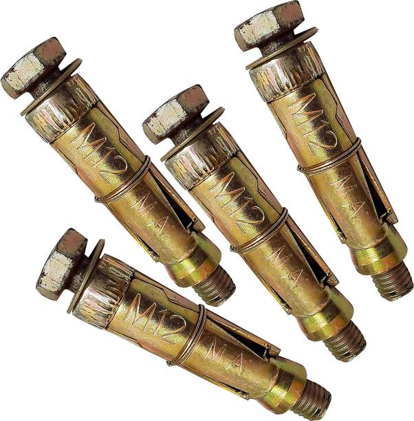 Pure Source (India) Anchor Fasteners Bolt for Wall, 12 mm, 4Piece (Gold) Hollow Wall Drive Anchor