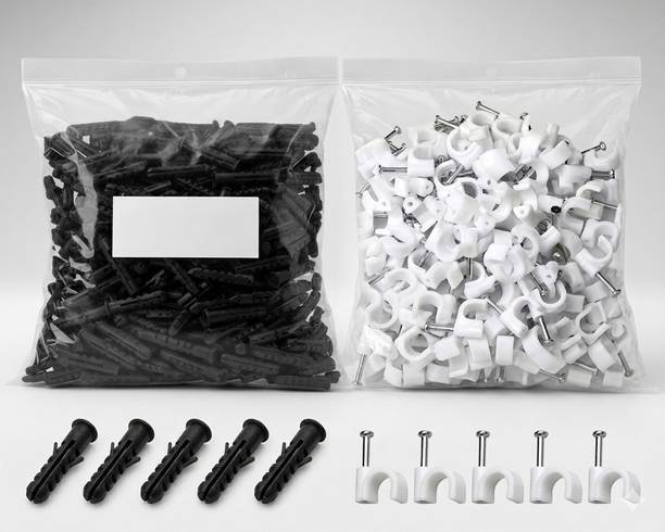 SheArrive lifestyle Cable clip and wall plug 100 each combo Acorn Nut Sleeve Anchor