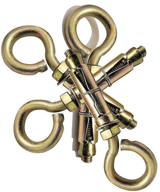 PADMAVATHI ENTERPRISES Hard Metal Closed Hook Anchor Fasteners, 8mm, 4 Pieces, Gold Acorn Nut Sleeve Anchor