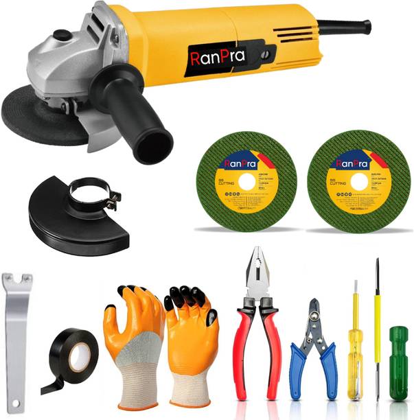RanPra HEAVY DUTY 4" ANGLE GRINDER WITH 2PCS CUTTING WHEEL & 6 DIFFERENT HAND TOOL Angle Grinder