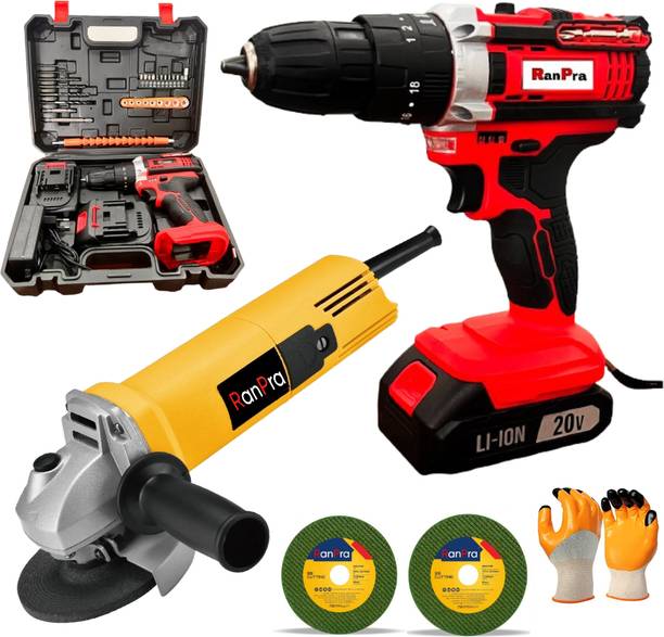 RanPra 21VOLT CORDLESS DRILL AND 100/110MM ANGLE GRINDER MACHINE Angle Grinder