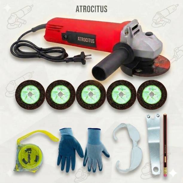 Atrocitus ATR188_Angle Grinder+5Pcs Metal Cutting (Glove,Goggles,MeasuringTape,Pencil) Angle Grinder