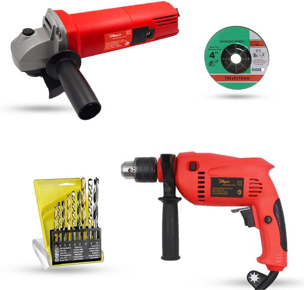 Hillgrove HG714M3 4inch Angle Grinder with 13mm Drill Machine for Making Holes Power & Hand Tool Kit