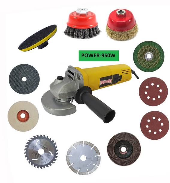 DUMDAAR 950W Electric Angle Grinder (100 mm Wheel Diameter) with Multi type 11pc Wheel Angle Grinder