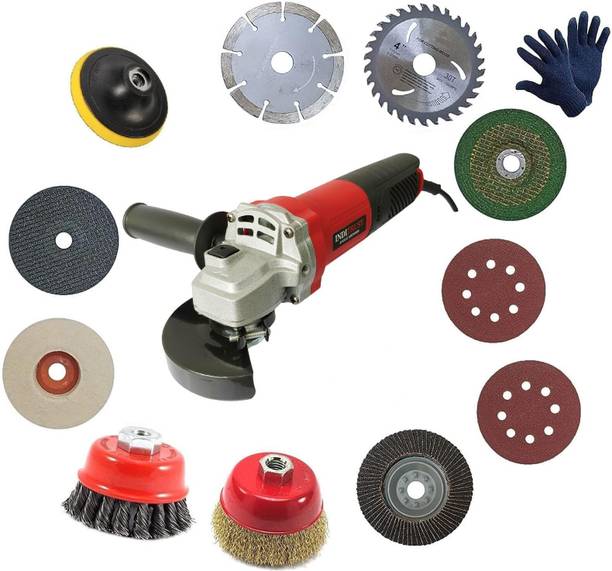 Inditrust 1200W Electric angle grinder machine with 1pc gloves and 11pc multi type wheel Angle Grinder