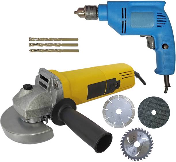 DUMDAAR 900w Angle Grinder & 450w Drill machine with 3pc Wheel and 3pc Masonry bit Angle Grinder