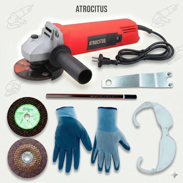 Atrocitus ATR197_Angle Grinder (100 mm)With 2Pcs Wheels (Metal Cutting,Grinding Wheels) Angle Grinder