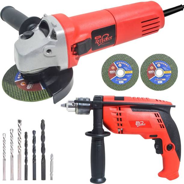HPD 4" 6100 Angle Grinder 850W + 13mm Impact Drill Machine Combo with Accessories Angle Grinder