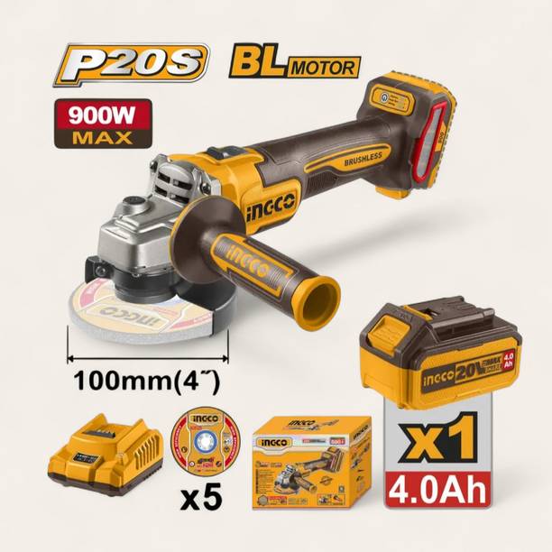 INGCO Angle Grinder with 20V Battery (4.0Ah ) | 100mm (4") Wheel Angle Grinder