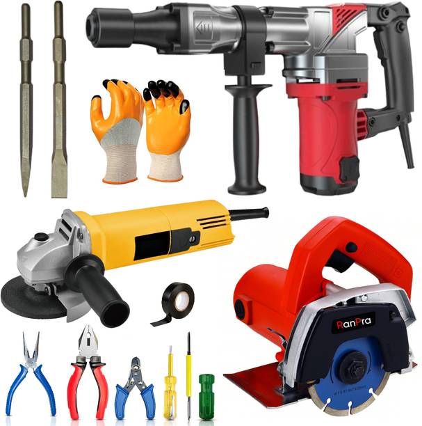 RanPra COMBO OF ANGLE GRINDER | 7KG BREAKER MACHINE | 4INCH TILE CUTTER | Angle Grinder