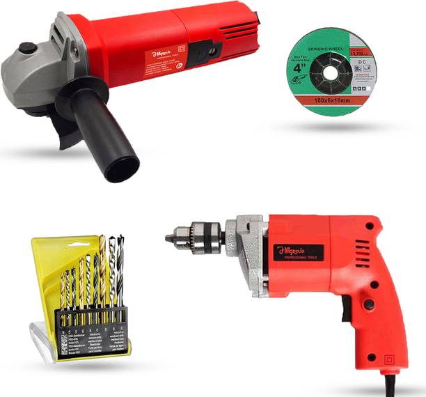 Hillgrove HG709M3 4inch Angle Grinder with 10mm Drill Machine for Making Holes Power & Hand Tool Kit