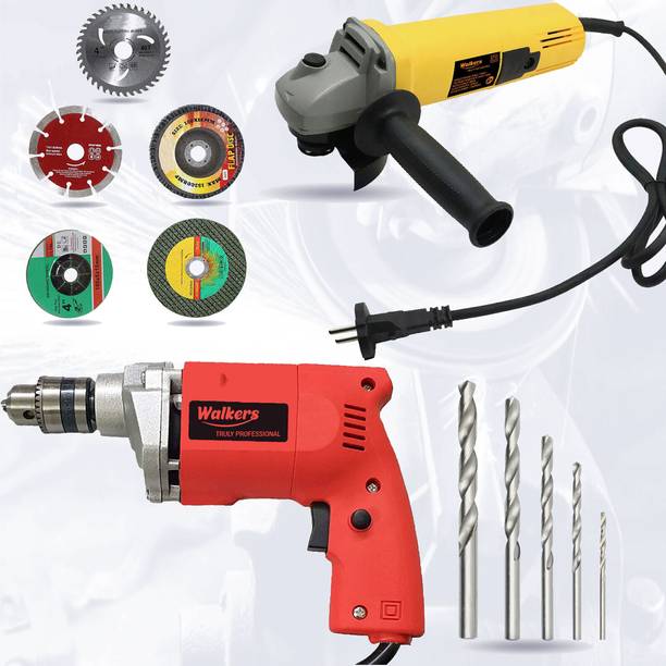 Walkers WKCB438M1 100mm Angle Grinder with 10mm Drill Machine for Making Holes Angle Grinder