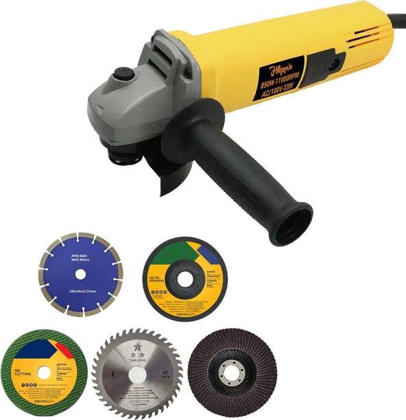 Hillgrove HGCM890M1 4"inch Heavy Duty Grinder Machine with 5Pcs Cutting , Polishing Wheels Angle Grinder