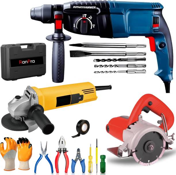 RanPra COMBO OF ANGLE GRINDER & 26MM ROTARY HAMMER & MARBLE CUTTER | Angle Grinder