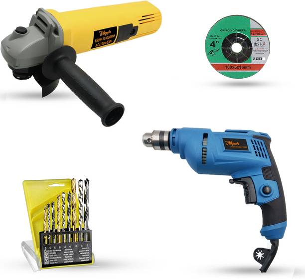 Hillgrove HG718M3 4inch Angle Grinder with 10mm Drill Machine for Making Holes Power & Hand Tool Kit