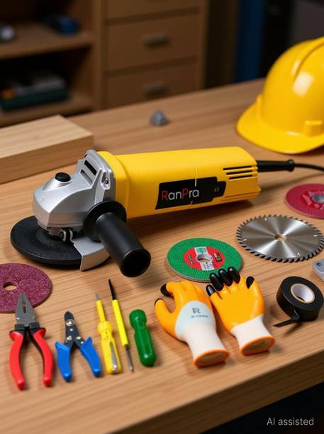 RanPra 4INCH ANGLE GRINDER WITH 6 CUTTING WHEEL Angle Grinder