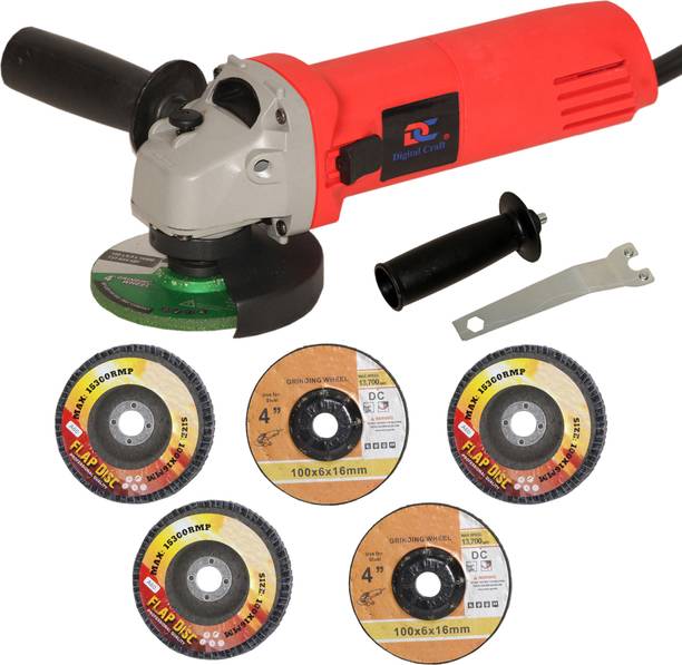 Digital Craft Angle Grinder 6100 Red,3Pc 4"Inch Flap Disc,2Pc 4"Inch Grinding Wheel Angle Grinder