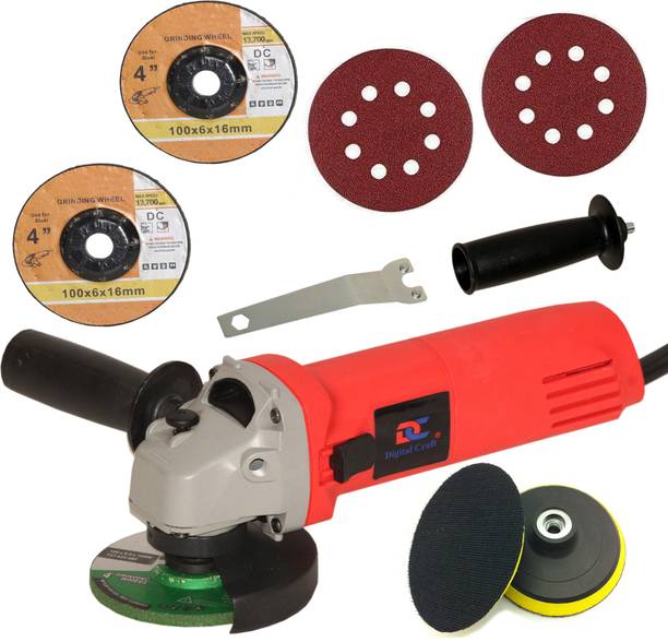 Digital Craft Angle Grinder 6100 Red,Pad 2Pc Sandpaper,2Pc 4"Inch Grinding Wheel Angle Grinder