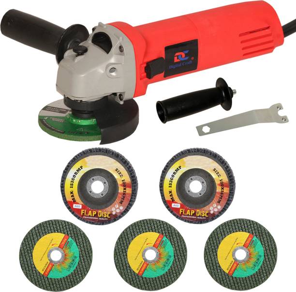 Digital Craft Angle Grinder 6100 Red,3Pc 4"Inch Metal Cutting Wheel,2Pc 4"Inch Flap Disc Angle Grinder