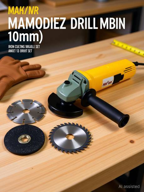 Mamodiaz Drill Machine (10mm) and Iron Cutting & Complete Set With 13 pcs Drill bit set Angle Grinder