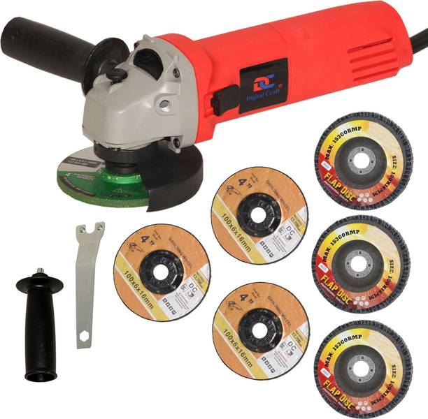 Digital Craft Angle Grinder 6100 Red,3Pc 4"Inch Flap Disc,3Pc 4"Inch Grinding Wheel Angle Grinder