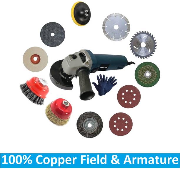 Sauran Angle grinder machine with multiple type 12pc Wheel set for Grinding (AGM27) Angle Grinder