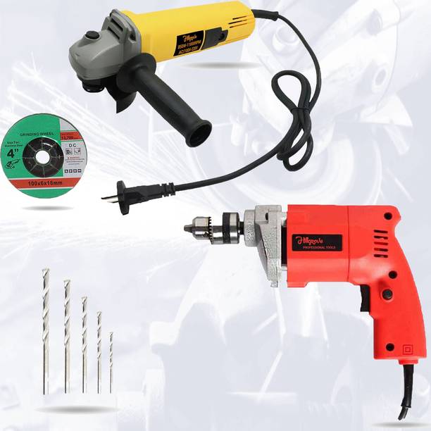 Hillgrove HGCM527M2 4"inch Angle Grinder With 10mm Drill Machine with 5Pcs Drill Bits Angle Grinder